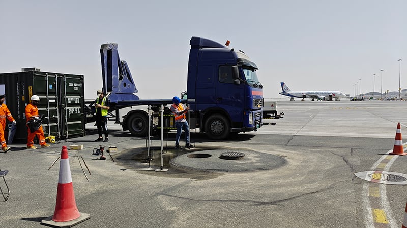 Airport manhole repair at Al Maktoum International Airport