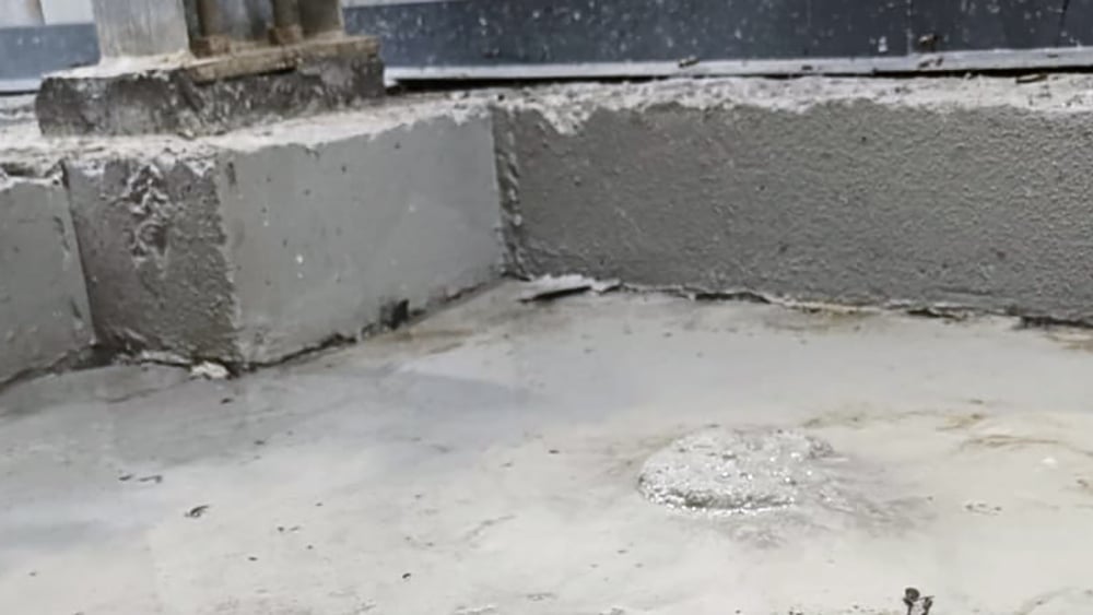 Close up of sunken floor slab which was raised using Geobear's geopolymer re-leveling solution in the UAE