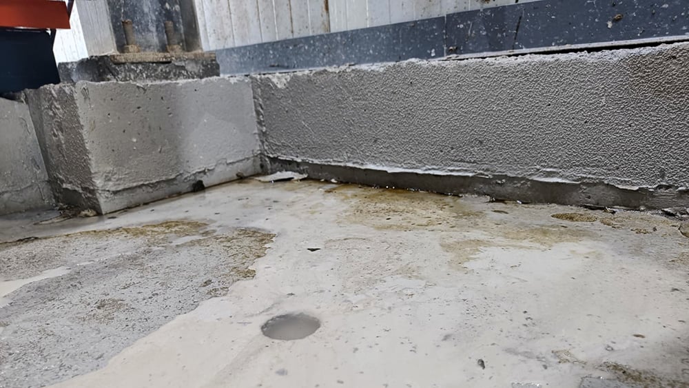 Close up of a sunken slab before Geobear's geopolymer slab re-leveling solution in the UAE