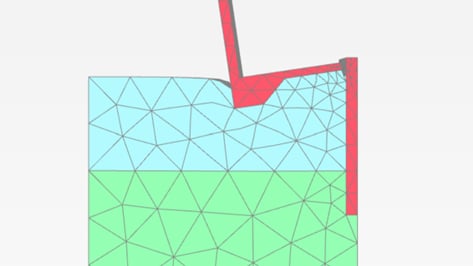 Technical model drawing of wall bearing loading on ground