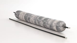 Image of a geobear geopolymer pile before geopolymer and after