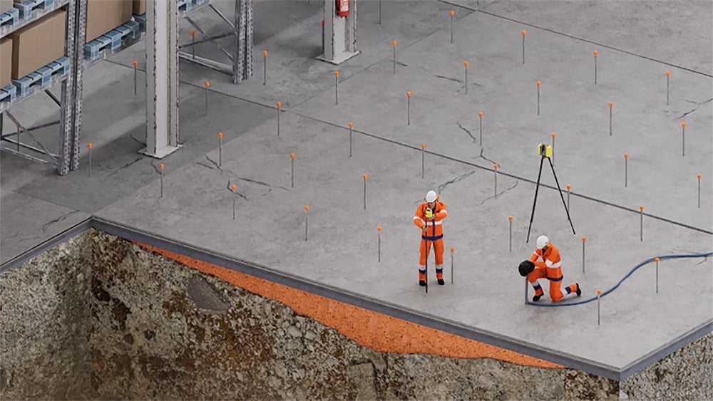 Illustration of void fill under a commercial concrete slab