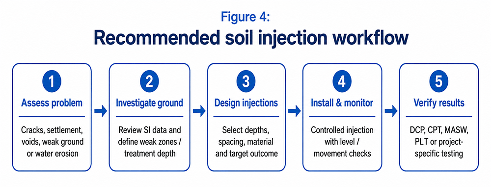 Recommended soil injection workflow from design to verification