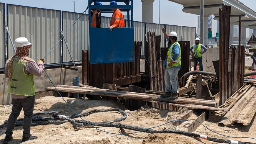 Geobear crew at open construction site with sabhka soil
