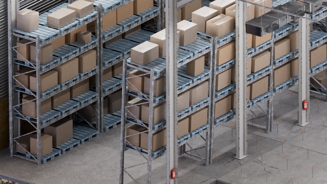 Illustration of leaning warehouse racking systems