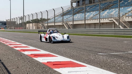F1 track test measurement vehicle equipped with accelerometer