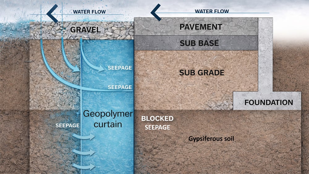 Graphic showing how a water flows in gypsiferous soil