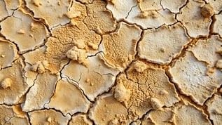 Close up of sabhka soil with salt crystallization and cracked surface
