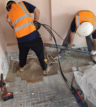 UAE Geobear tech team treating villa with geopolymer soil injections