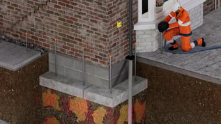 Close up illustration of Geobear's ground settlement treatment