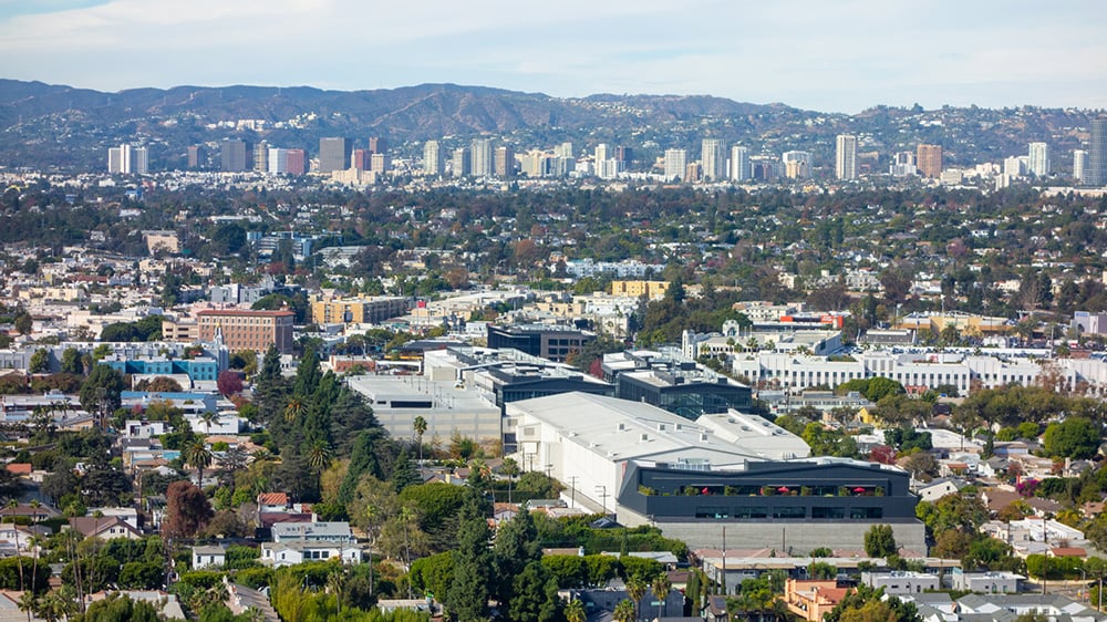 Aerial view of Culver City, Los Angeles County