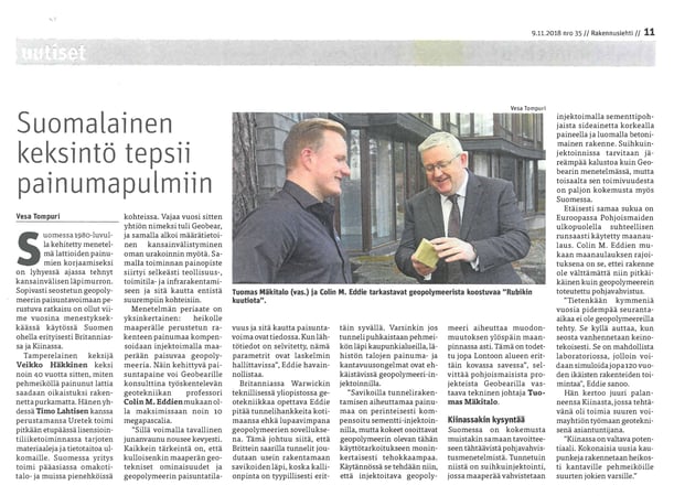 Geobear esillä Rakennuslehdessä – Professori Colin M Eddie