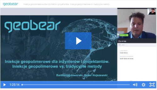 Video materiały z webinaru 25.06: “Iniekcje geopolimerowe dla inżynierów i projektantów. Iniekcje geopolimerowe vs. tradycyjne metody”.