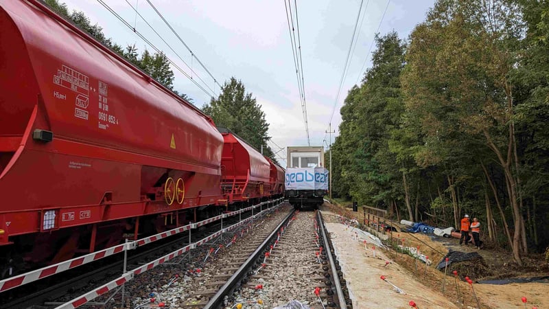 Wzmocnienie nasypu linii kolejowej 275 Wrocław-Berlin