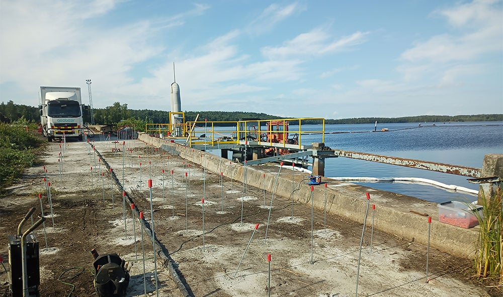 Stabilisering av fabrik, lastkaj i Finland, Geobear