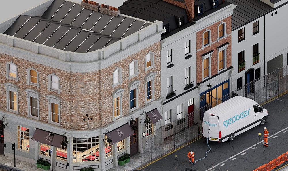 3D bild av Geobear som injekterar geopolymer för en butiksverksamhet