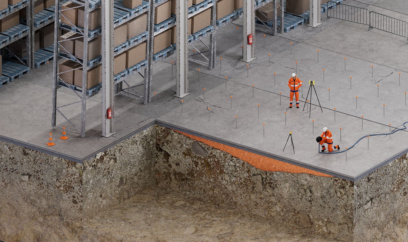 3D bild Geobear hålrumsfyllning företagslokaler