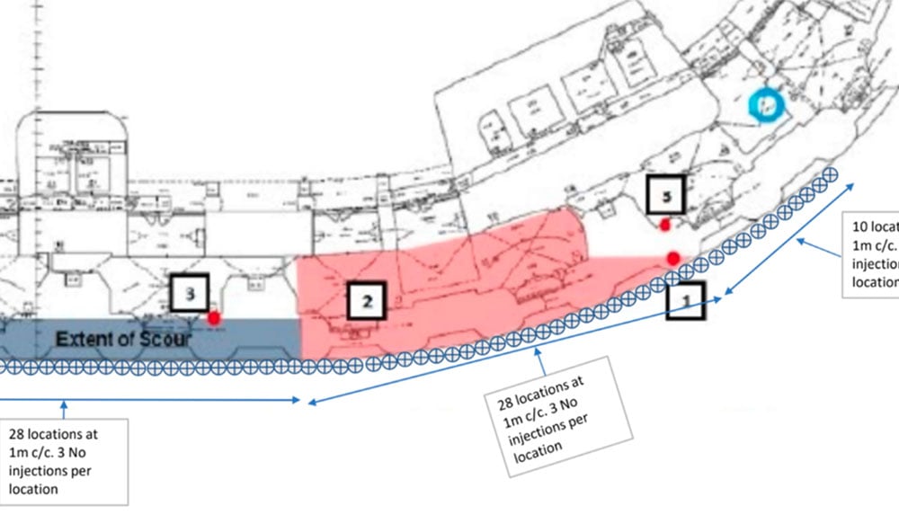 Geobear åtgärdade sättningar i Hurst Castle, England med geopolymer.