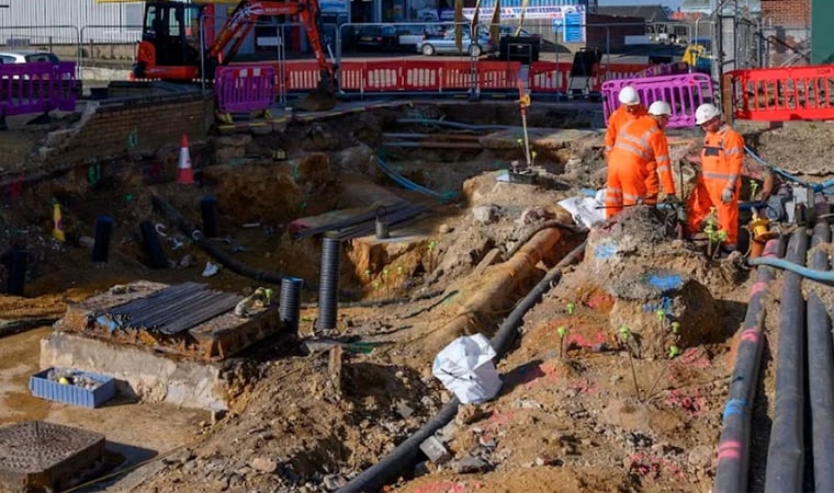 Markförstärkning under ett avloppssystem