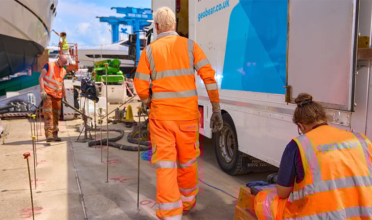 Markförstärkning och vattentätning vid superyacht-varv