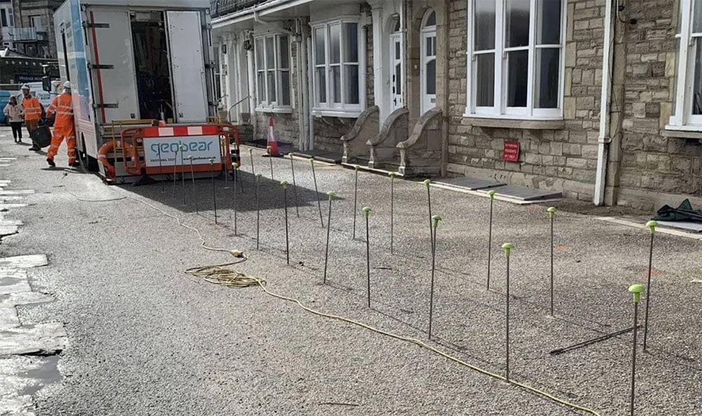 Tomrumsfyllning vid Swanage Sea Wall Geobear