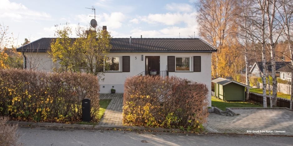 Villa i Spånga som Geobear hjälpte med sättningar. Bilden lånad av Notar och Hemnet