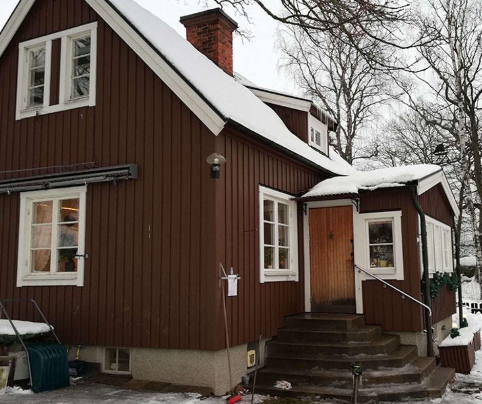 Lotta Hammarbergs villa i Farsta som Geobear räddade med hjälp av markförstärkning med geopolymer.