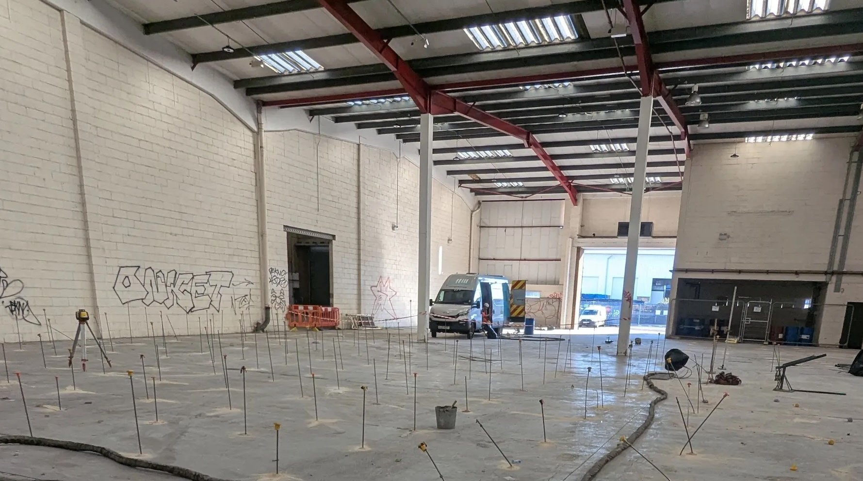 warehouse slab with tubes