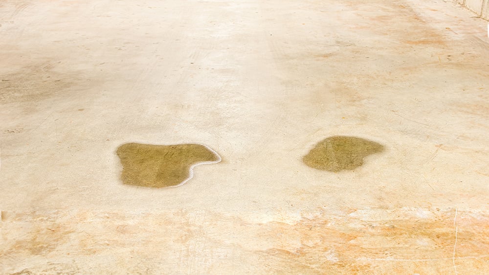 Water pooling on a concrete floor