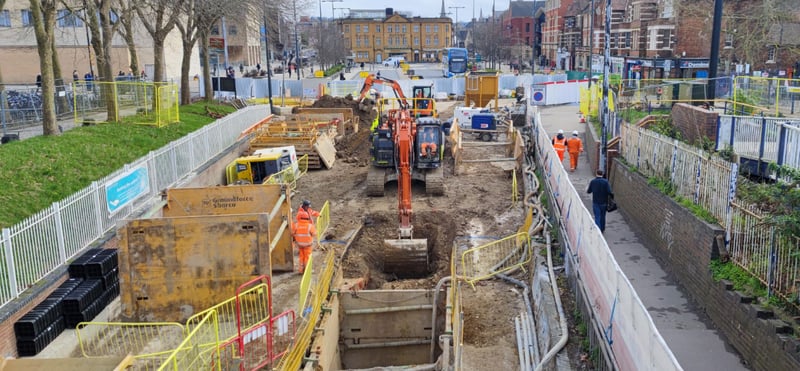 Geopolymer grout curtain for utility diversion works, Oxford