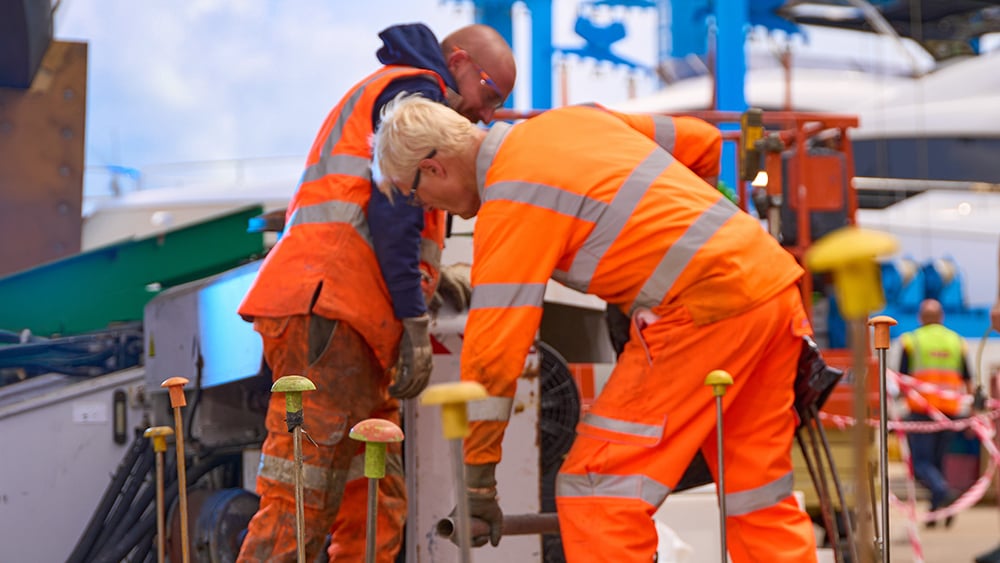 Geobear crew onsite harbour slabs
