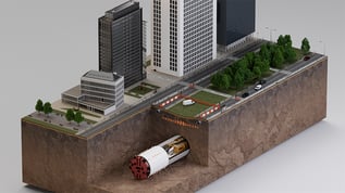 3D model showing TBM with Geobear real time ground displacement solution