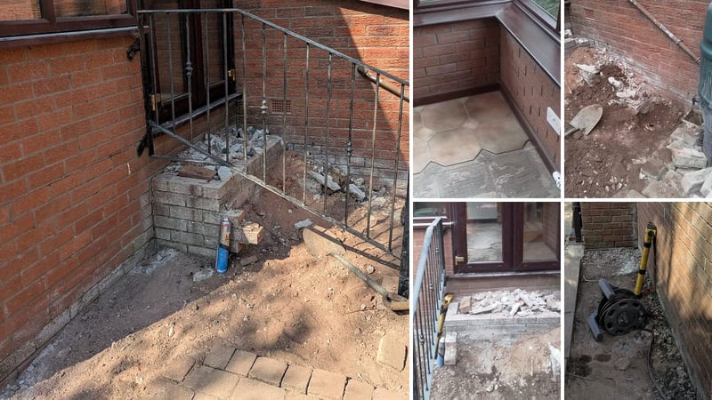 Conservatory foundation repair on sloping ground in Northwich