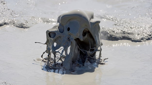 View of soil bubbling due to geothermal activity