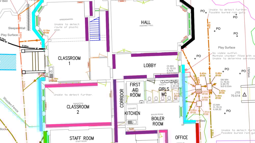 Engineering view of treatment plan for an educational building.